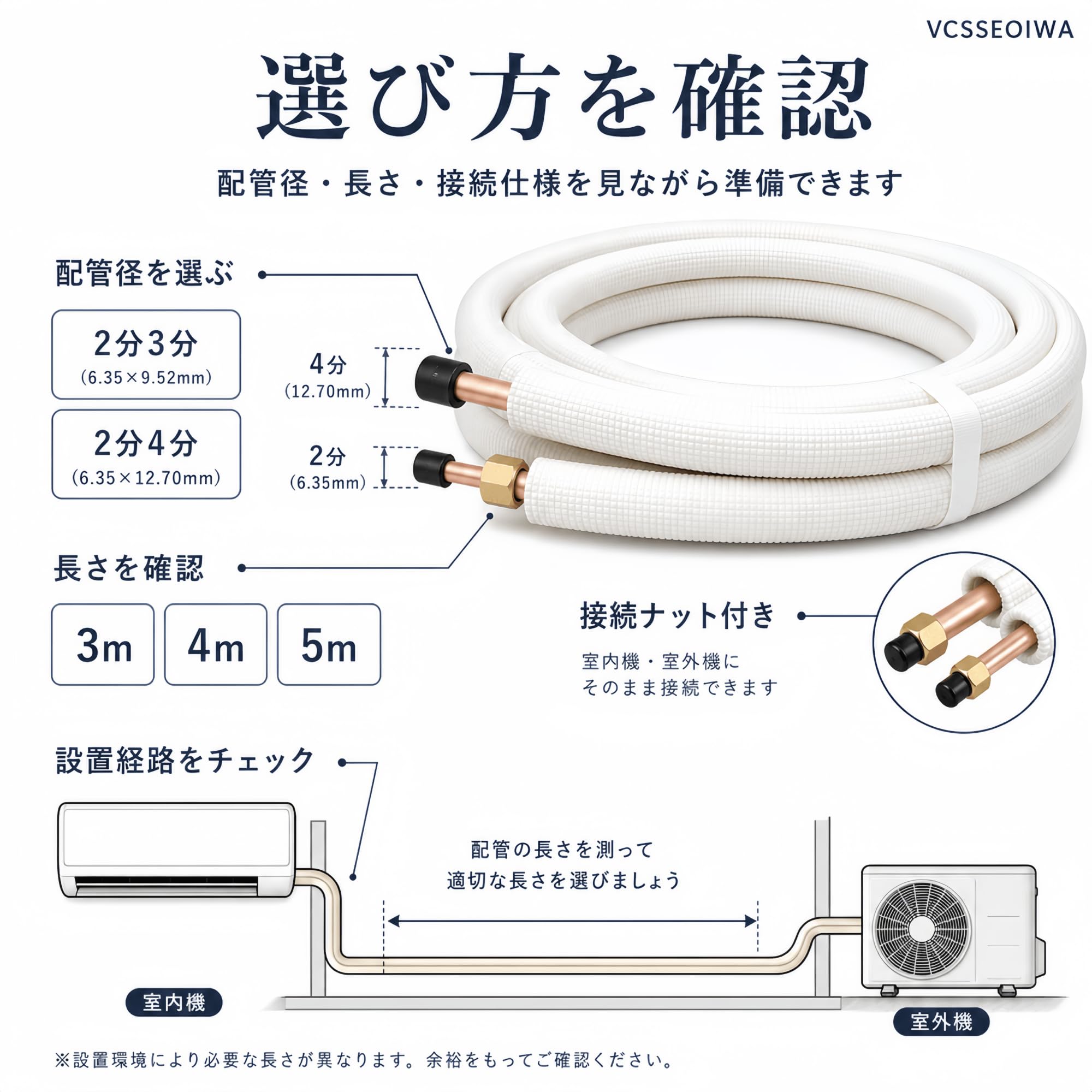 Amazon.co.jp: エアコン用銅管 ペアコイル 2分3分 2分4分 3m 4m 5mから